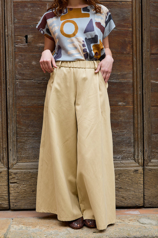 Pantalone Samurai Long in lino e viscosa beige