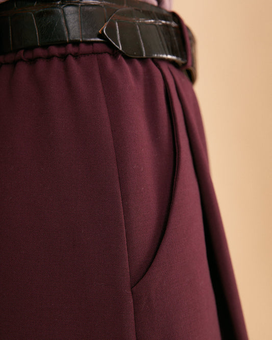 Pantalone Samurai Long in lana bordeaux