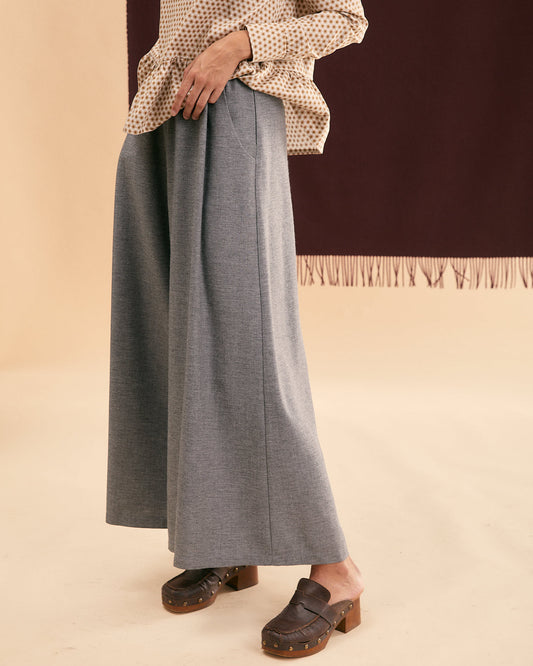Pantalone Samurai Long in misto lana e viscosa grigio medio