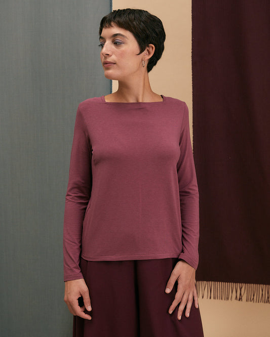 T-shirt Sonia in Jersey di cotone color frutti di bosco