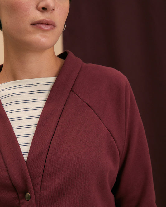 Cardigan Lilibet in felpa garzata di cotone bordeaux