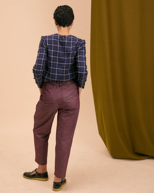 Pantalone Chino in Jeans di cotone bordeaux melange