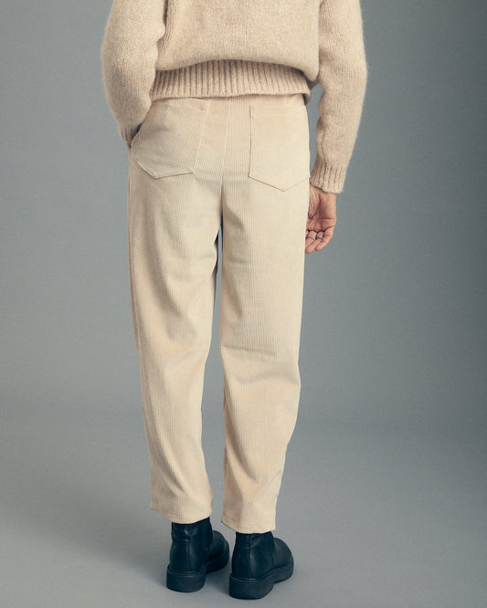 Pantalone Chino chiaro in velluto di cotone a costine
