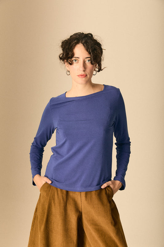 T-shirt Sonia in Jersey di cotone blu elettrico