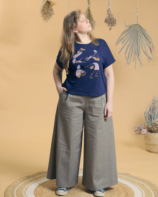 Pantalone Samurai Long in denim di cotone ecrù