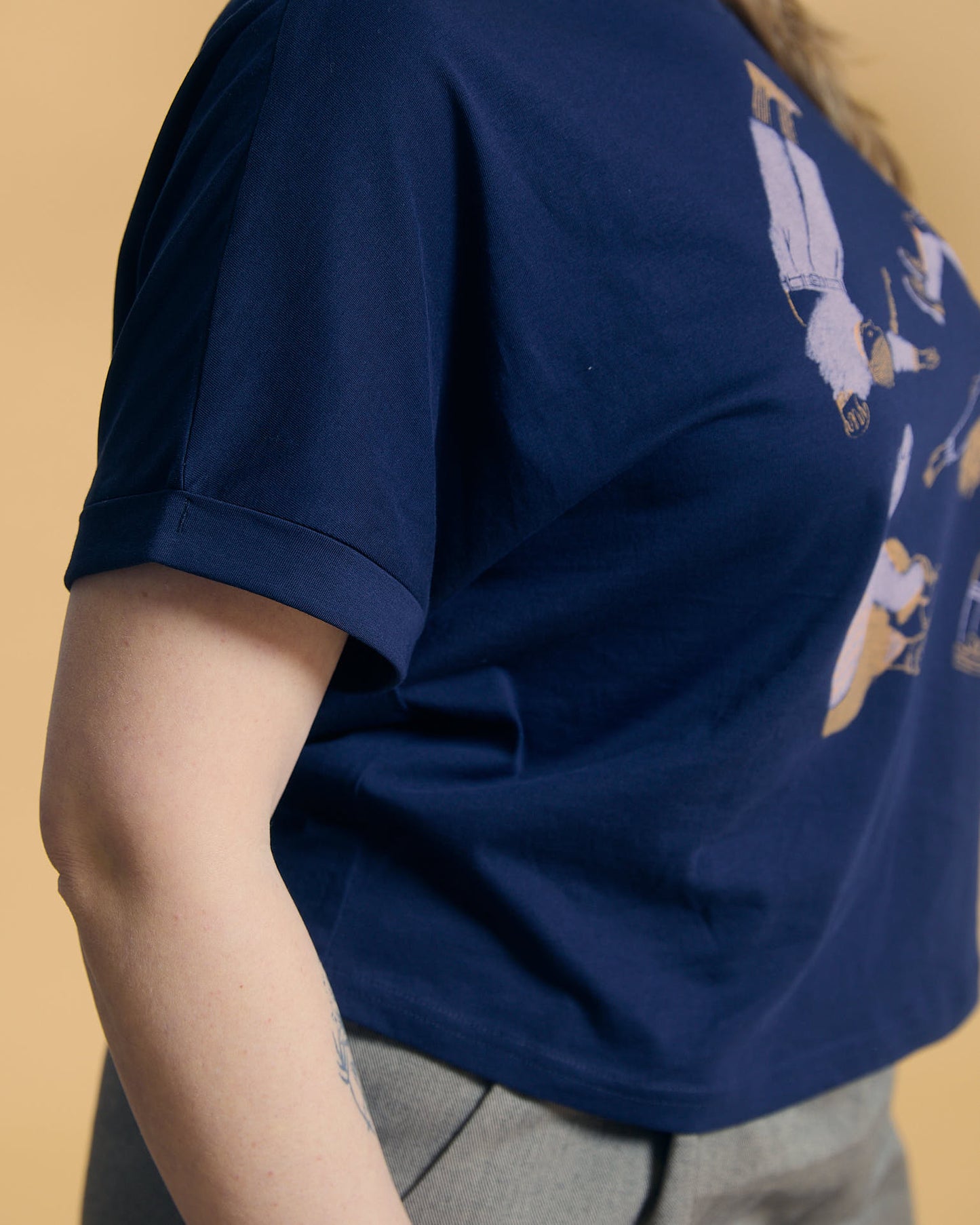 T-shirt Gioia blu con stampa serigrafica
