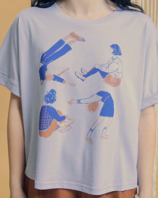 T-shirt Gioia azzurra con stampa serigrafica
