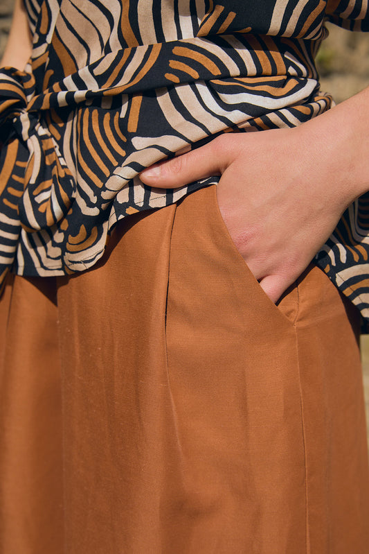 Pantaloncino shorts Ruggine in lino e viscosa